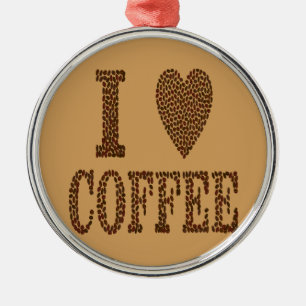 I Liebe Kaffee Silbernes Ornament