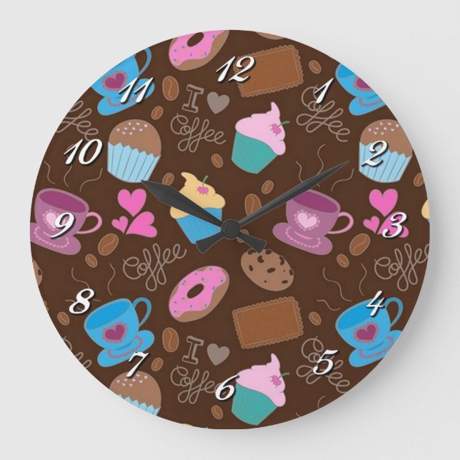 I Liebe Kaffee Süßigkeiten & Leckereien Uhr (Vorderseite)