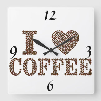 I Liebe-Kaffee-Uhr Quadratische Wanduhr