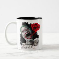 I Liebe-Kaffee-verrückter lachender Zombie-Clown