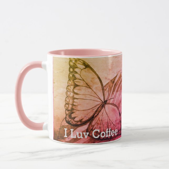 I Liebe Kaffeebutterfly Tasse (Links)