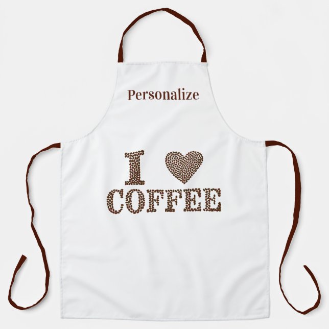 I Liebe Kaffeekonzept Kaffeebohnen Personalisiert Schürze (Vorderseite)