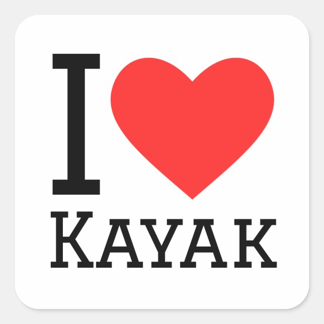 I Liebe Kajak Quadratischer Aufkleber (Vorderseite)