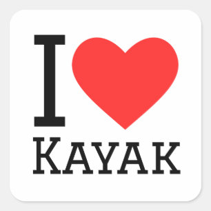 I Liebe Kajak Quadratischer Aufkleber