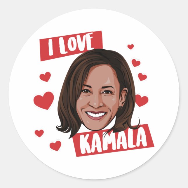 I Liebe Kamala Harris 2020 Runder Aufkleber (Vorderseite)