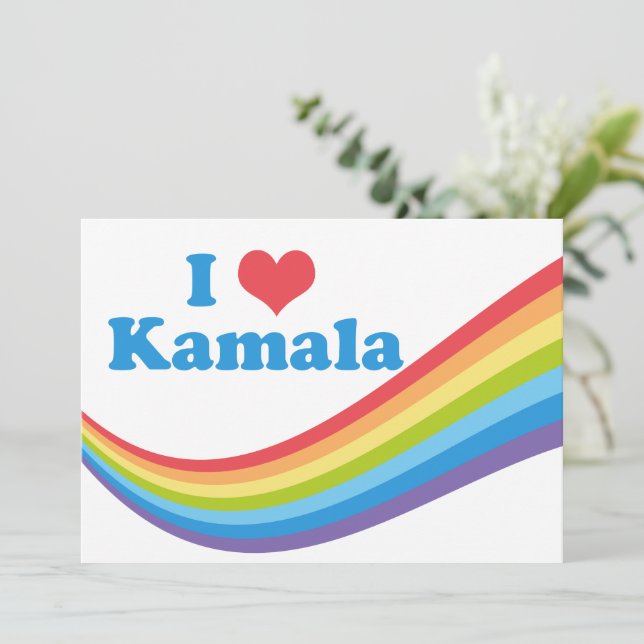 I Liebe Kamala Harris Niedlich Rainbow Politische Karte (Stehend Vorderseite)