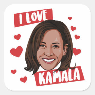 I LIEBE KAMALA QUADRATISCHER AUFKLEBER
