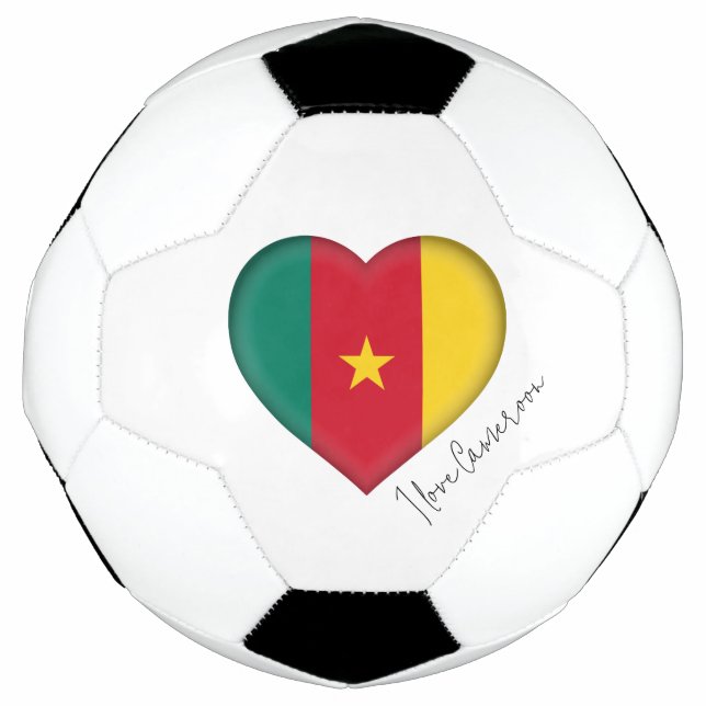 I Liebe Kameruner Flaggenfarben Herzsoccer-Ball Fußball (Vorderseite)
