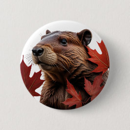 I Liebe Kanada - Kanadischer Biber mit Leaf Button