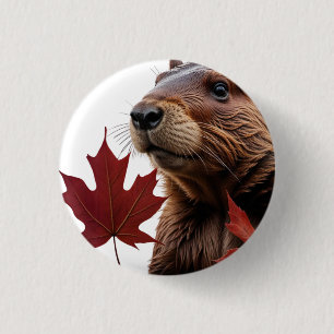 I Liebe Kanada - Kanadischer Biber mit Leaf Button