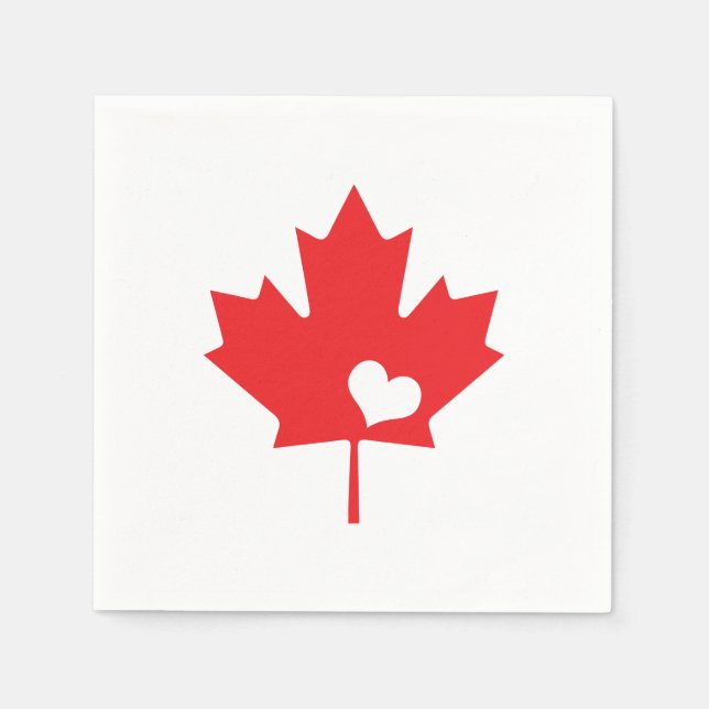 I Liebe Kanada - Kanadisches Pride-Maple-Leaf-Herz Serviette (Vorderseite)
