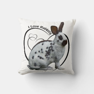 I Liebe Kaninchen Kissen (weiß)