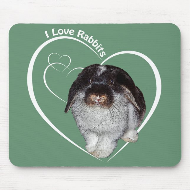 I Liebe Kaninchen Mousemat (grün) Mousepad (Vorne)