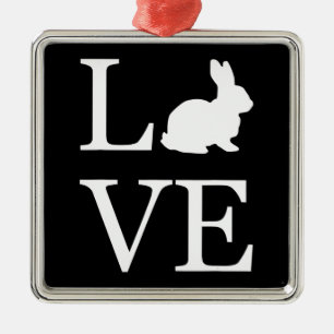 I Liebe Kaninchen Spell-Silhouette Hasen Ornament Aus Metall