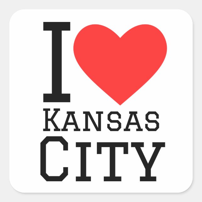 I Liebe Kansas City Quadratischer Aufkleber (Vorderseite)