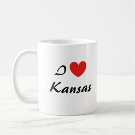 I Liebe Kansas Heart Typografy Coffee Tasse