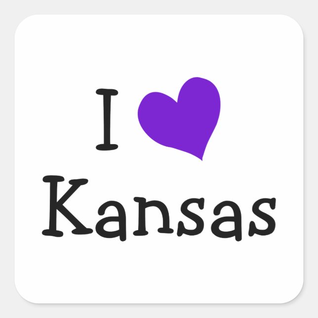 I Liebe Kansas Quadratischer Aufkleber (Vorderseite)