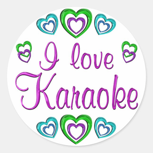 I Liebe Karaoke Runder Aufkleber (Vorderseite)