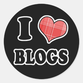 I Liebe (Kariertes Herz) Blogs Runder Aufkleber