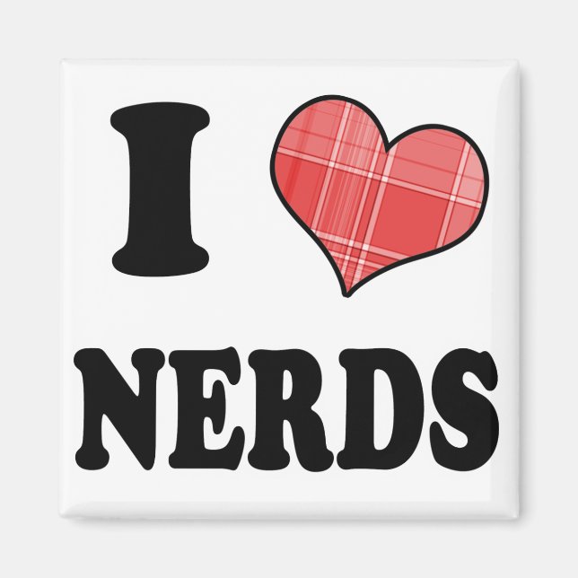 I Liebe (Kariertes Herz) Nerds Magnet (Vorne)