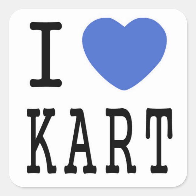 I Liebe KART Quadratischer Aufkleber (Vorderseite)