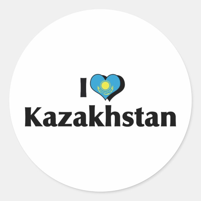 I Liebe Kasachstan Runder Aufkleber (Vorderseite)