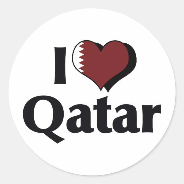 I Liebe Katar Flag Runder Aufkleber (Vorderseite)