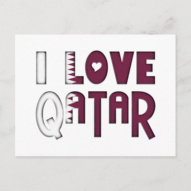 I Liebe Katar Typografie Niedliches Herz in Text Postkarte (Vorderseite)