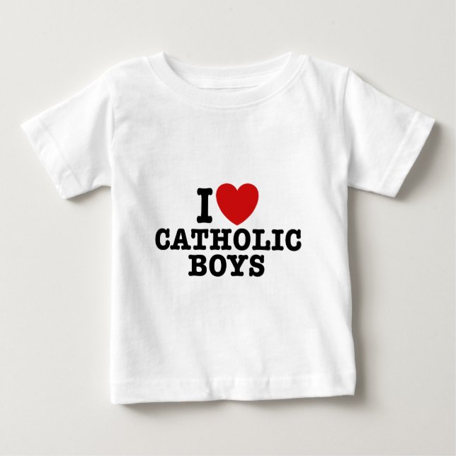 I Liebe Katholische Jungen Baby T-shirt (Vorderseite)