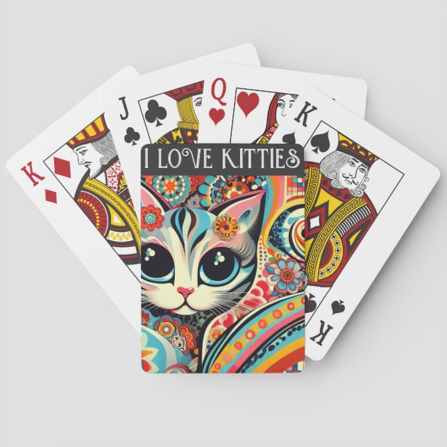 I Liebe Kätzchen Cat Mexican Folk Art Talavera Sty Spielkarten (Rückseite)