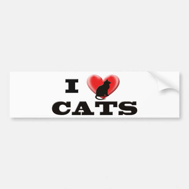 I Liebe-Katzen Autoaufkleber (Vorne)