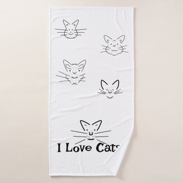 I Liebe Katzen Badehandtuch (Badehandtuch)