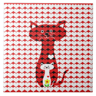 I Liebe-Katzen Fliese