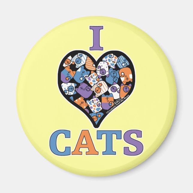 I Liebe Katzen - Herzklopfen Magnet (Vorne)