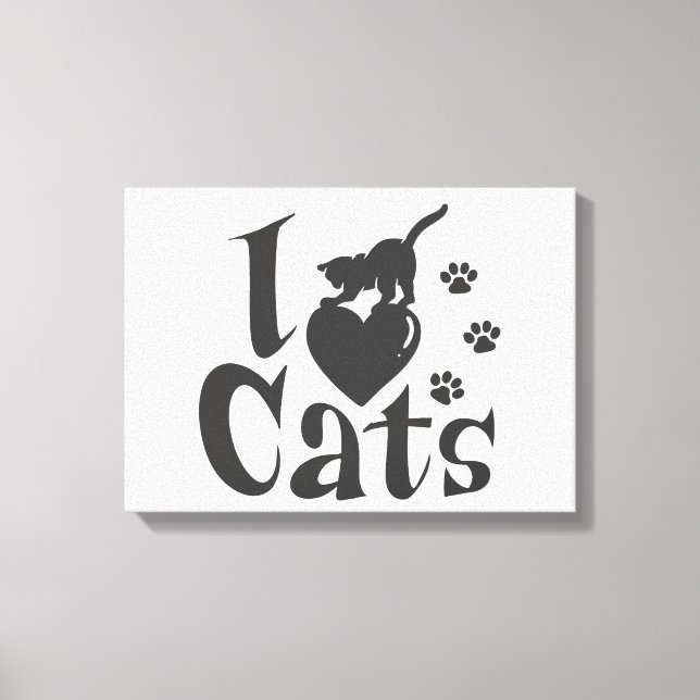 I Liebe Katzen - Hintergrundfarbe auswählen Leinwanddruck (Vorderseite)