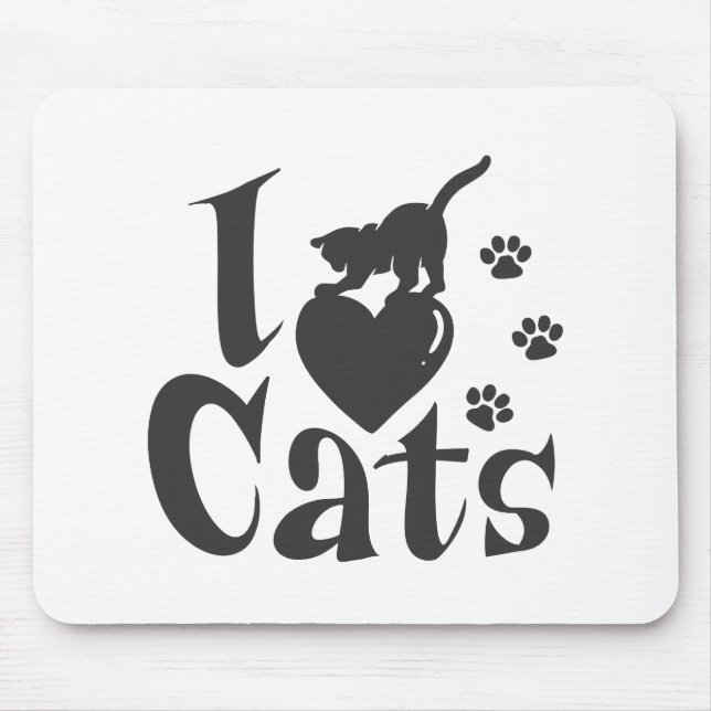 I Liebe Katzen - Hintergrundfarbe auswählen Mousepad (Vorne)