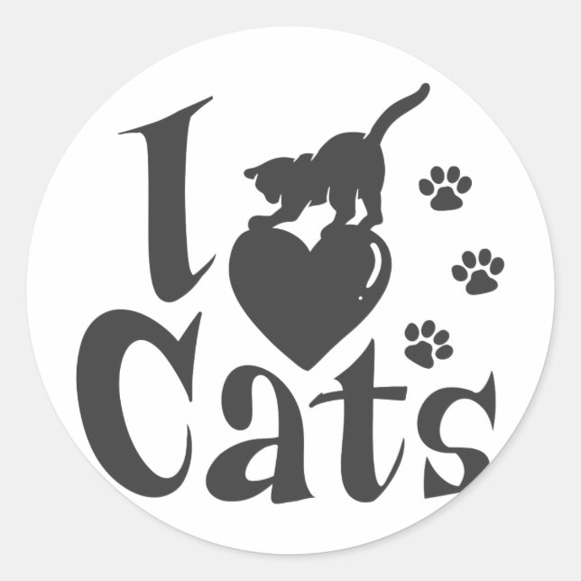 I Liebe Katzen - Hintergrundfarbe auswählen Runder Aufkleber (Vorderseite)