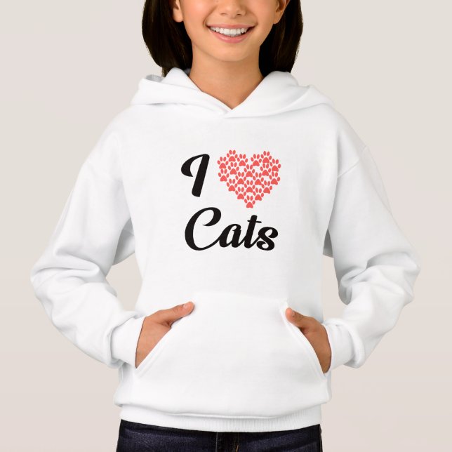 I Liebe-Katzen Hoodie (Vorderseite)