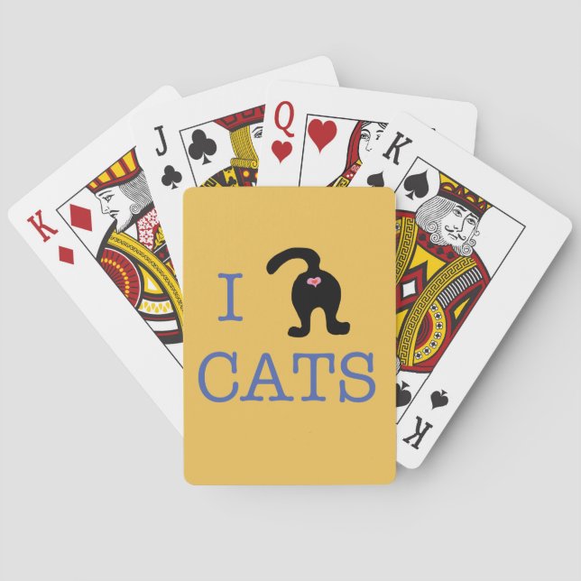 I Liebe Katzen Kartenspielen Hintern Niedlich Spaß Spielkarten (Rückseite)