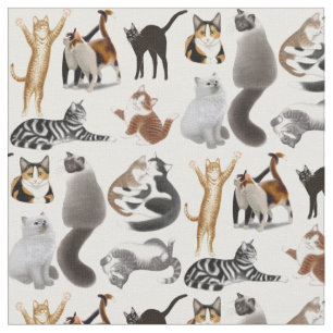 I Liebe-Katzen-katzenartiges Gewebe Stoff
