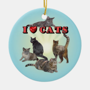 I Liebe Katzen Keramikornament