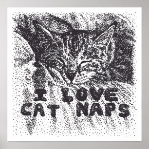 I Liebe Katzen Nickerchen, Katze schlafen Poster