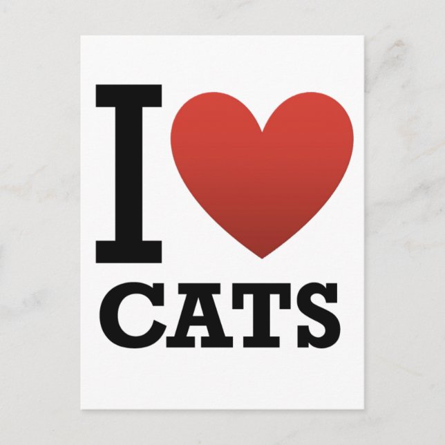 I Liebe Katzen Postkarte (Vorderseite)