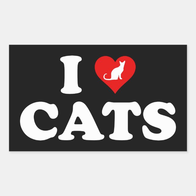 I Liebe Katzen Rechteckiger Aufkleber (Vorderseite)