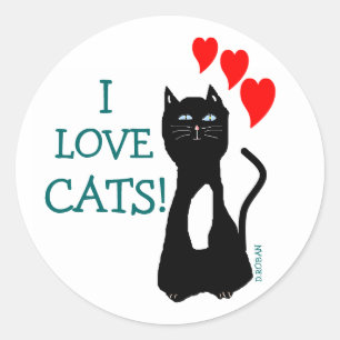 I Liebe-Katzen! Runder Aufkleber
