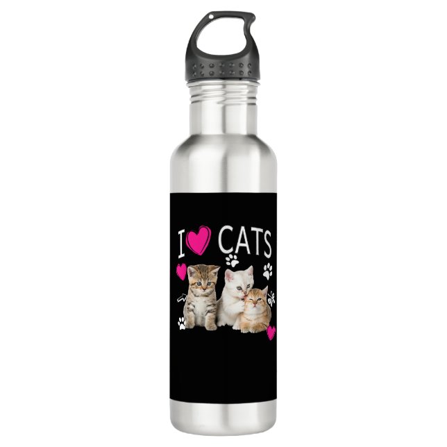 I Liebe Katzen Shirt _ Katzenlover - I Liebe Kätzc Edelstahlflasche (Vorderseite)