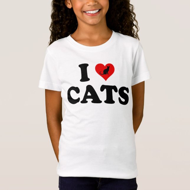 I Liebe Katzen T-Shirt (Vorderseite)
