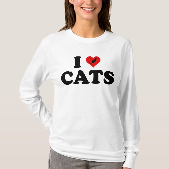 I Liebe Katzen T-Shirt (Vorderseite)
