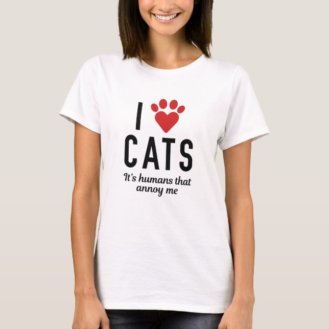 I Liebe Katzen T-Shirt (Vorderseite)