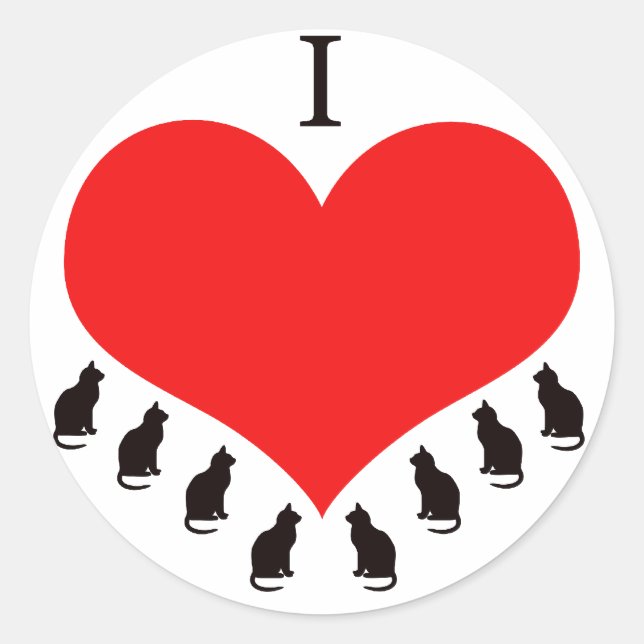 I Liebe Katzenaufkleber Runder Aufkleber (Vorderseite)